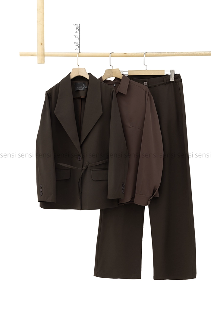 ست 3تیکه کت شلوار شومیز بزایاق کد1005379